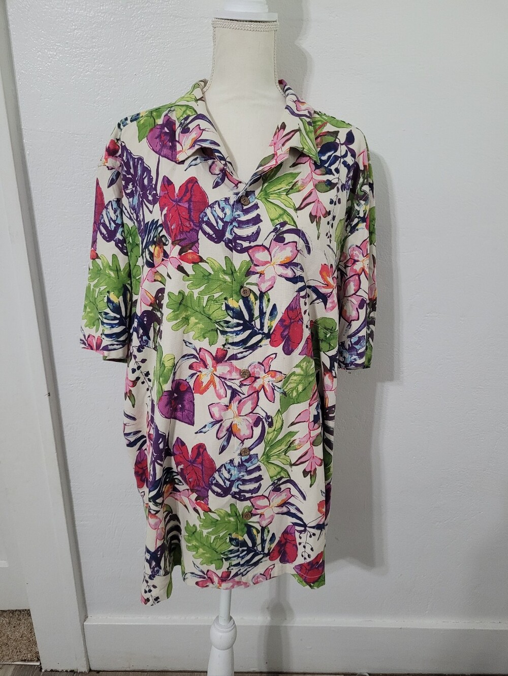 Tommy Bahama Riviera Garden Silk Blend Camp Shirt 3XL Mens Hawaiian